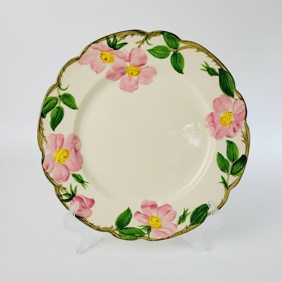 Franciscan Desert Rose DINNER Plate c.1949-53 Pink Floral Hand Painted Embossed - Picture 8 of 8